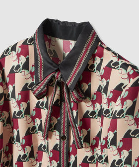 LOULOU WILLOUGHBY】ホースジオメトリックプリントシャツワンピース