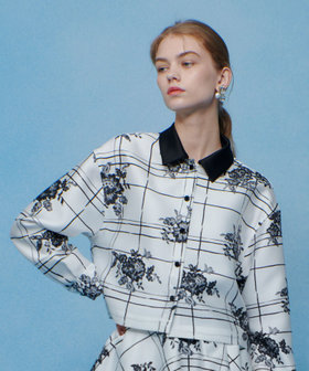 【LOULOU WILLOUGHBY】SILK COフラワーチェックシャツブラウス