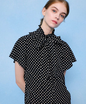 ◇【LOULOU WILLOUGHBY】デシンドットフレアスリーブブラウス