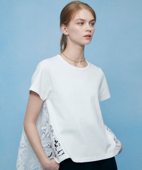 【LOULOU WILLOUGHBY】レースドッキングロングＴシャツ