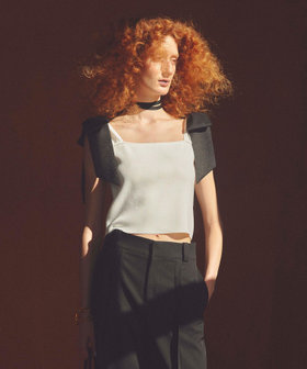 LOULOU WILLOUGHBY】ショルダーリボンミニタンクプルオーバー