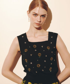 WEB 一部店舗限定【LOULOU WILLOUGHBY】サンフラワービジュータンクトップ