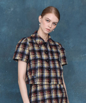 チェックフラワーモチーフ半袖ジャケット|allureville OFFICIAL SITE