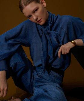 ameri ブラウス デニムボウブラウス|allureville OFFICIAL SITE / ONLINE SHOP