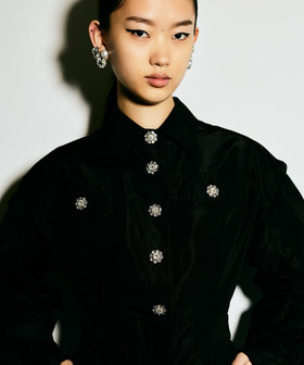 【LOULOU WILLOUGHBY】タフタビジュー釦オールインワン