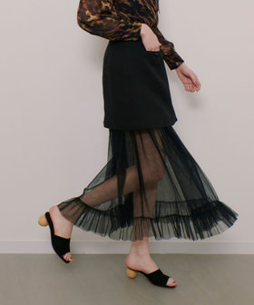 未使用タグ付き　アルアバイル　レイヤード　プリーツ　フレアスカート　グレー　2 LOULOU WILLOUGHBY】チュールレイヤードミニスカート|allureville