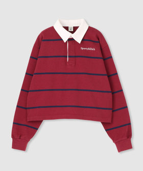 【SPORTY&RICH(スポーティーアンドリッチ)】 SERIF LOGO RUGBY POLO