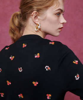 LOULOU WILLOUGHBY】フラワーシシュウカーディガン|allureville