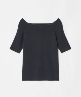 美品 allureville 5分袖 プルオーバーサマーニット アイボリー オフネック5分袖プルオーバー|allureville OFFICIAL SITE