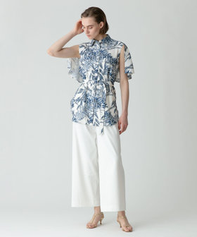 allureville【定価:26,400円】リーフプリントブラウス リーフプリントスリットスリーブブラウス|allureville OFFICIAL