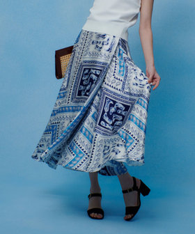 【LOULOU WILLOUGHBY】ウエスタンスカーフプリントフレアスカート