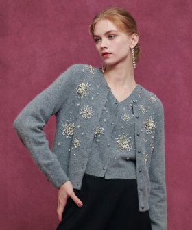 HOUSE OF LOTUS モチーフビーズカーディガン HOUSE OF LOTUS モチーフビーズカーディガン