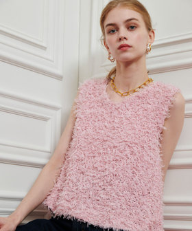 【LOULOU WILLOUGHBY】リボンシャギープルオーバー