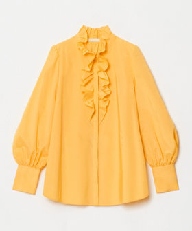 アルアバイル　22SS ボタニカルプリントフリルマオカラー半袖シャツ2 イエロー アルアバイル 22SS ボタニカルプリントフリルマオカラー半袖