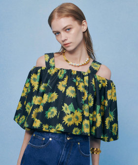 WEB 一部店舗限定【LOULOU WILLOUGHBY】サンフラワープリントブラウス