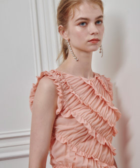 【関税込み】Loulou de Saison ブルー Cadar トラウザーズ LOULOU WILLOUGHBY】オーガンジートリコットギャザープル