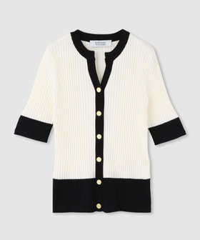 ◇ 【LOULOU WILLOUGHBY】バイカラーキーネック5分袖