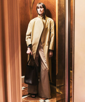 スタンドカラーコクーンコート