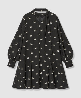 スワンプリントマチフレアミニワンピース