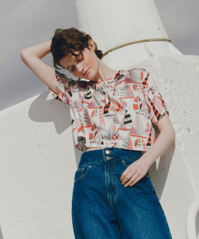 【LOULOU WILLOUGHBY】RATTI マリーナプリント Ｔブラウス