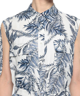 リーフプリントスリットスリーブブラウス|allureville OFFICIAL