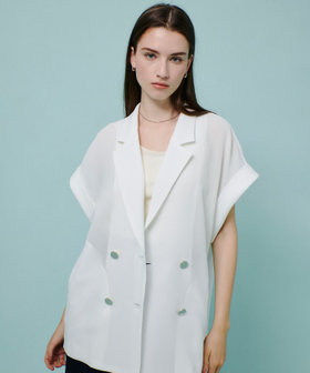 メッシュフレンチスリーブジャケット スラブメッシュフレンチスリーブジャケット|allureville