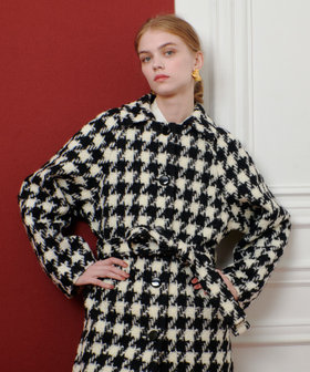 LOULOU WILLOUGHBY】ロービング千鳥ロングコート|allureville OFFICIAL