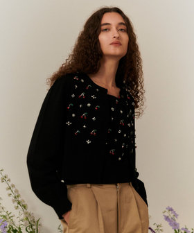 【LOULOU WILLOUGHBY】CHERRYビジューカーディガン