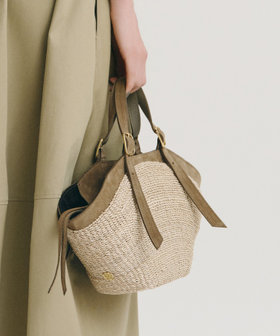 【VIOLAd'ORO (ヴィオラドーロ)】アバカスエードトリムカゴトートバッグ