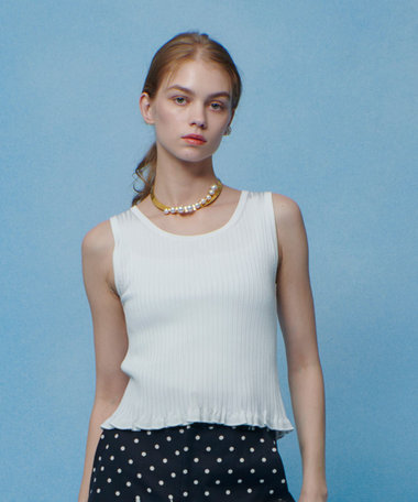 【LOULOU WILLOUGHBY】ワイドリブヘムフリルタンク