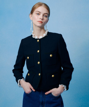 【LOULOU WILLOUGHBY】新品タグ付き ツイード ジャケット LOULOU WILLOUGHBY（ルルウィルビー） ジャケット ノーカラー