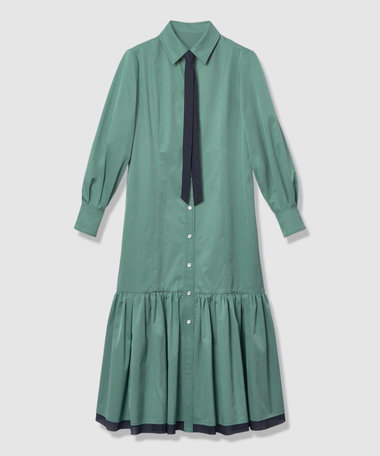 【LOULOU WILLOUGHBY】メモリーツイルティアードシャツワンピース