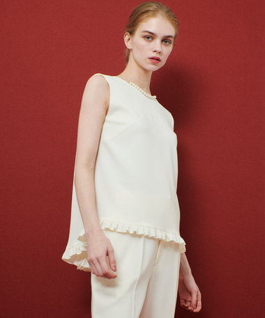 LOULOU WILLOUGHBY】パールネックレス付きフリルブラウス|allureville