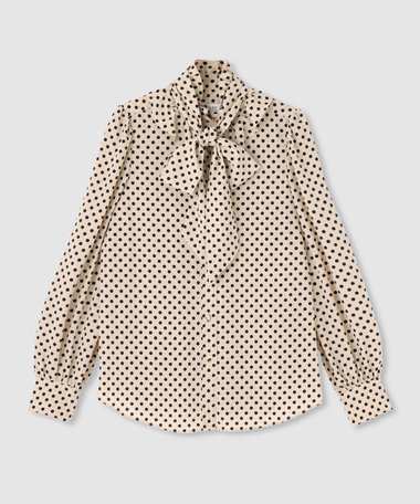 ◇【LOULOU WILLOUGHBY】デシンドットフリルボウタイブラウス