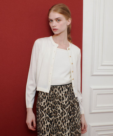 【LOULOU WILLOUGHBY】メリノウールカラーカーディガン