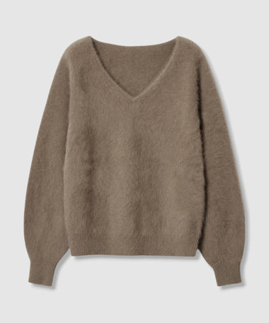 カシミヤブレンドファー加工Ｖプルオーバー