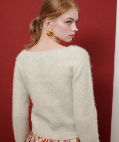 LOULOU WILLOUGHBY】カシミヤブレンドファー加工プルオーバー