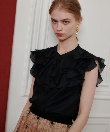 【LOULOU WILLOUGHBY】ラッフルボリュームブラウス