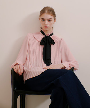 【LOULOU WILLOUGHBY】プリーツリボンブラウス ジェイアール名古屋タカシマヤ限定商品