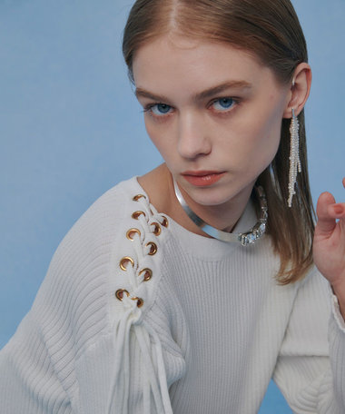 【LOULOU WILLOUGHBY】レースアップショルダープルオーバー