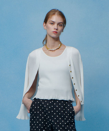 【LOULOU WILLOUGHBY】ワイドリブヘムフリルカーディガン