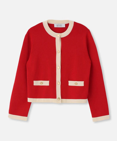 ◇【LOULOU WILLOUGHBY】バイカラーコンパクトカーディガン