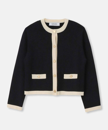 ◇【LOULOU WILLOUGHBY】バイカラーコンパクトカーディガン