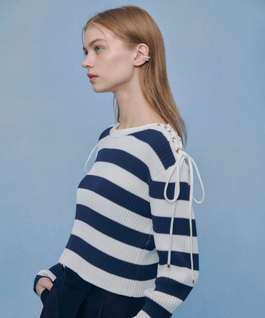 【LOULOU WILLOUGHBY】レースアップショルダープルオーバー