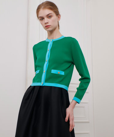 ◇【LOULOU WILLOUGHBY】バイカラーコンパクトカーディガン