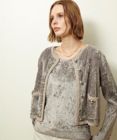 ベロアニットジャケット