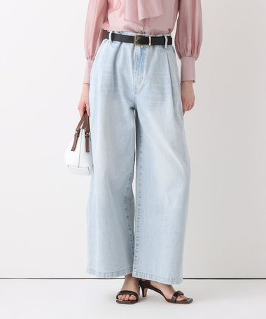 ブリーチデニムワイドレッグパンツ