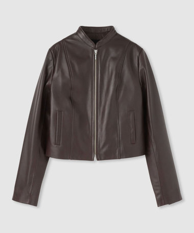 スタンドカラーレザーライダースジャケット