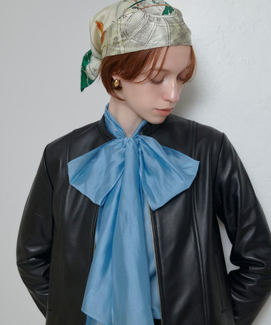 スタンドカラーレザーライダースジャケット