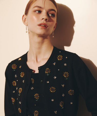 WEB 一部店舗限定【LOULOU WILLOUGHBY】サンフラワービジューカーディガン